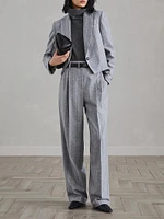 Virgin Wool Flannel Relaxed Tailored Trousers