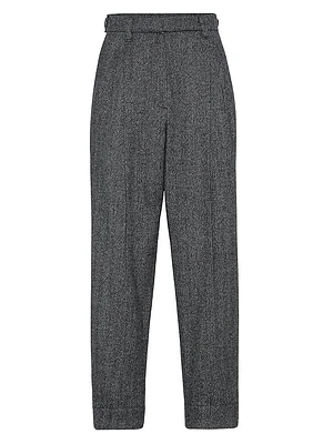 Brushed Techno Wool Chevron Sartorial Baggy Trousers