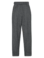 Brushed Techno Wool Chevron Sartorial Baggy Trousers