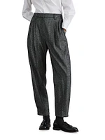 Brushed Techno Wool Chevron Sartorial Baggy Trousers