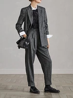 Brushed Techno Wool Chevron Sartorial Baggy Trousers