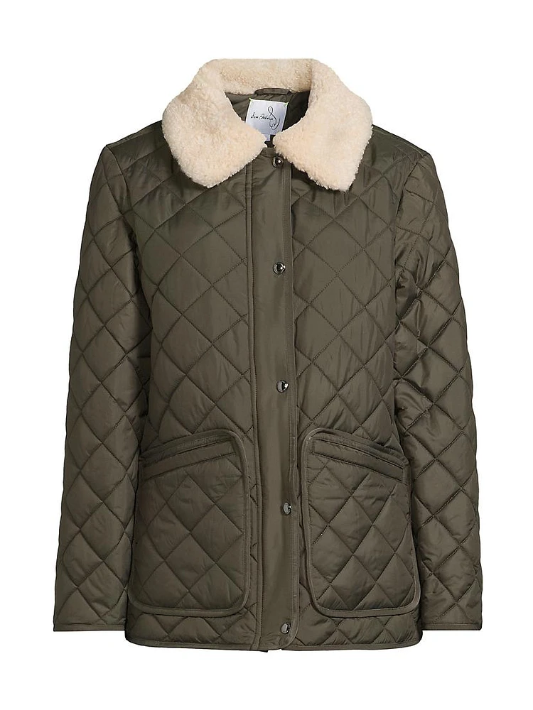 Sherpa-Collar Quilted Jacket