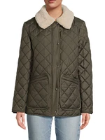 Sherpa-Collar Quilted Jacket