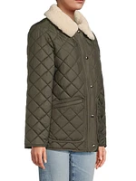 Sherpa-Collar Quilted Jacket