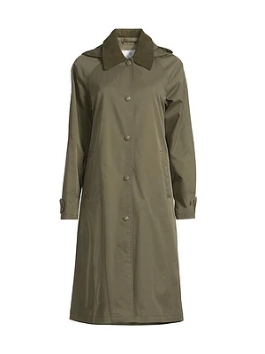 Twill Snap-Front A-Line Coat