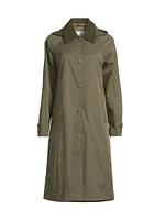 Twill Snap-Front A-Line Coat