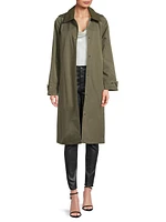 Twill Snap-Front A-Line Coat