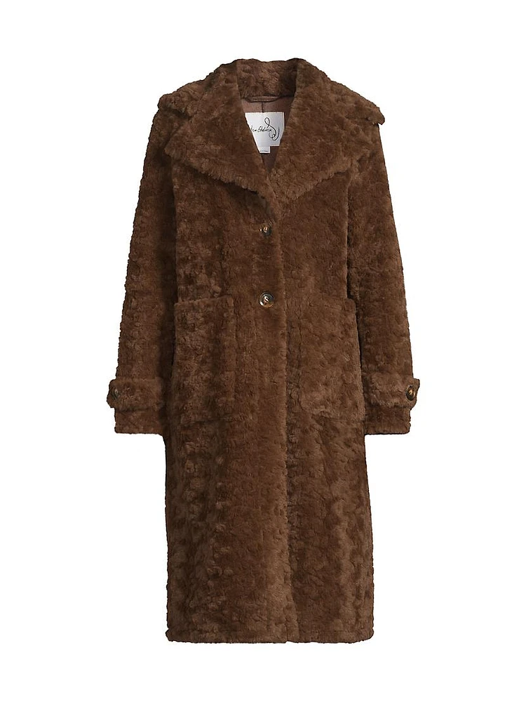 Faux-Fur Notch Collar Coat