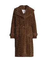 Faux-Fur Notch Collar Coat