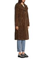 Faux-Fur Notch Collar Coat