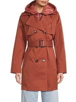 Double-Breasted Hooded Trench Coat