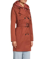 Double-Breasted Hooded Trench Coat