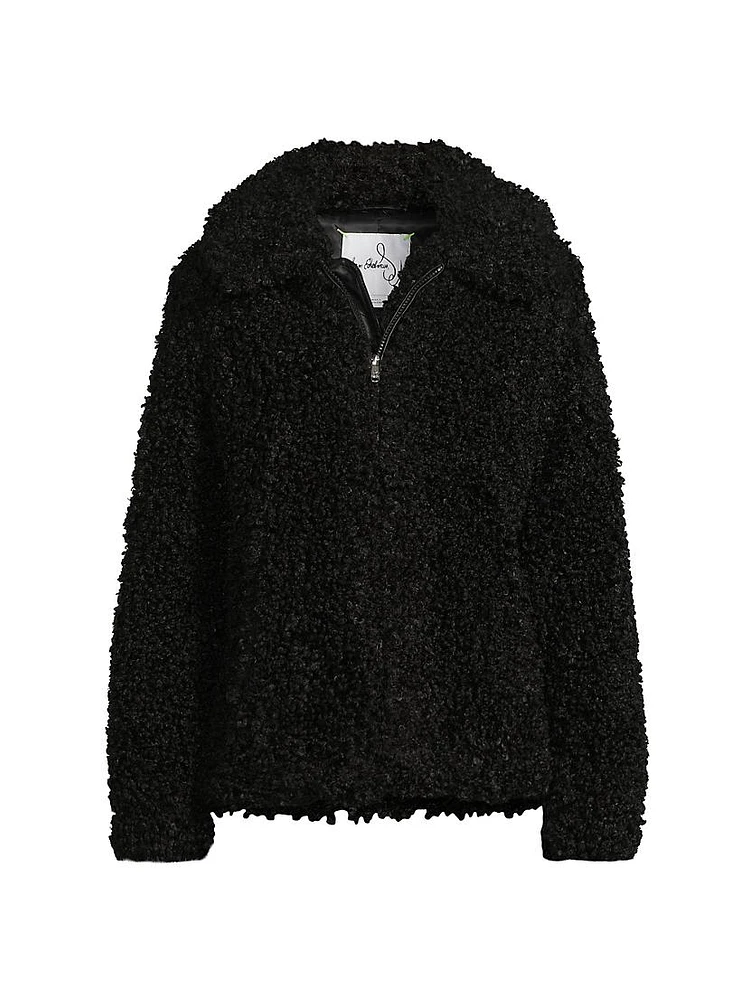 Faux-Shearling Zip-Front Jacket