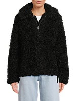 Faux-Shearling Zip-Front Jacket