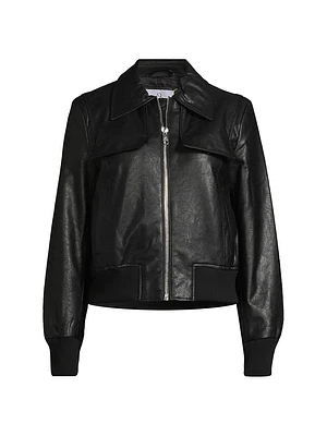 Faux-Leather Bomber Jacket