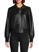 Faux-Leather Bomber Jacket