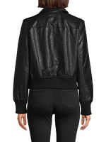 Faux-Leather Bomber Jacket