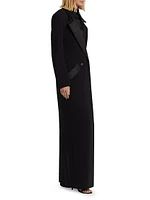 Satin Double-Breasted Maxi Coat