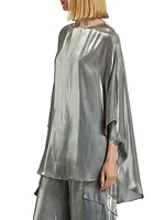 Metallic Organza Tunic Top