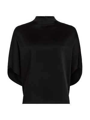 Satin Cape-Sleeve T-Shirt