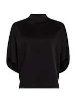 Satin Cape-Sleeve T-Shirt