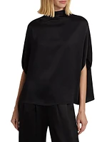 Satin Cape-Sleeve T-Shirt