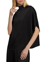 Satin Cape-Sleeve T-Shirt