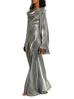 Metallic Organza Cowlneck Gown