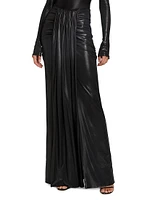 Coated Jersey Draped Maxi Skirt