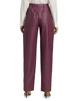 Faux-Leather Tapered-Leg Pants