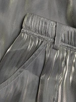 Metallic Organza Straight-Leg Utility Pants