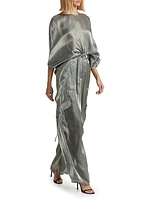 Metallic Organza Straight-Leg Utility Pants