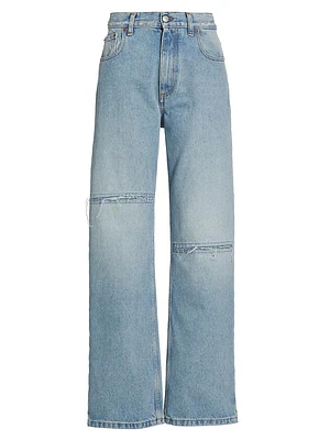 Slit Straight-Leg Jeans