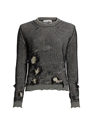 Wool-Blend Destroyed Crewneck Sweater