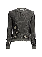 Wool-Blend Destroyed Crewneck Sweater