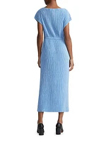 Pleated Belted Midi-Dress