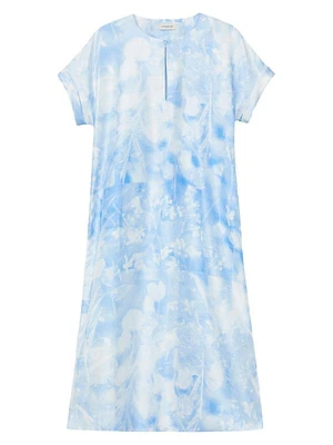 Floral Cuffed Short-Sleeve Dress