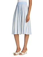 Pleated Knit Midi-Skirt