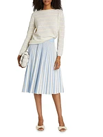 Pleated Knit Midi-Skirt