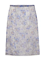 Printed Nylonette Midi-Skirt