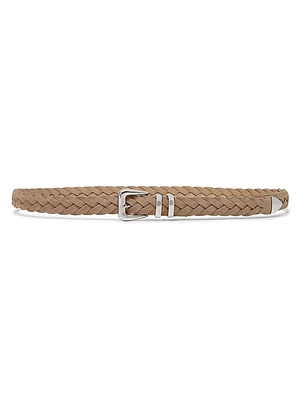 Reversed Calfskin Braided Belt with Tip