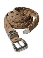 Reversed Calfskin Braided Belt with Tip