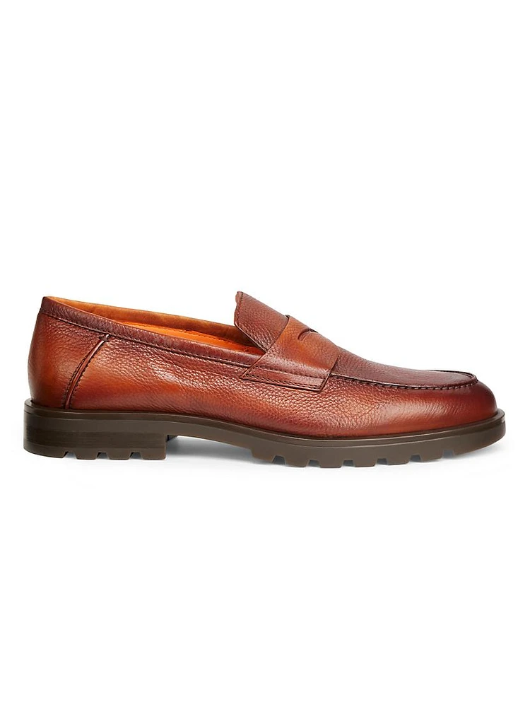 Rock Leather Penny Loafers