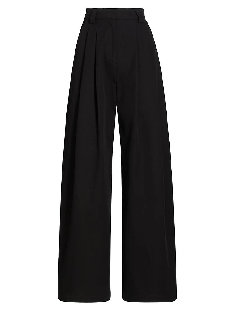 Pleated Wide-Leg Wool Pants