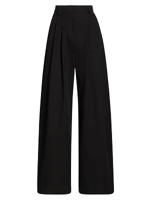 Pleated Wide-Leg Wool Pants