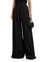 Pleated Wide-Leg Wool Pants