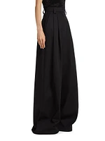 Pleated Wide-Leg Wool Pants