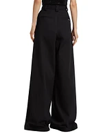 Pleated Wide-Leg Wool Pants