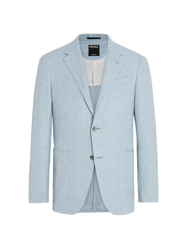 Crossover Linen Wool and Silk Blend Jacket