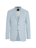 Crossover Linen Wool and Silk Blend Jacket